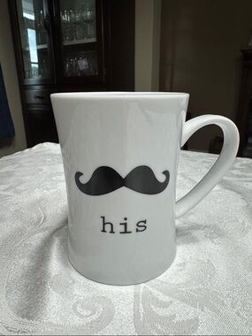 World Market novelty “his mustache” mug. 16oz.